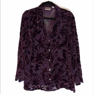 Purple Vintage Velvet Chico’s Button Up Blouse